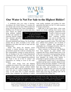 Our Water is Not For Sale to the Highest Bidder!
