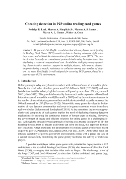 Cheating detection in P2P online trading card games - LARC-USP