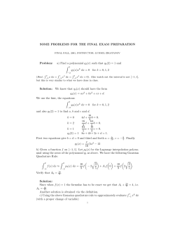 SOME PROBLEMS FOR THE FINAL EXAM
