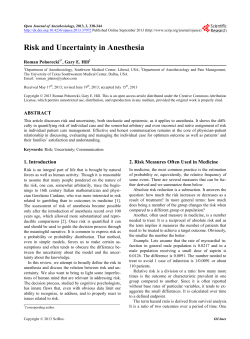 Risk and Uncertainty in Anesthesia