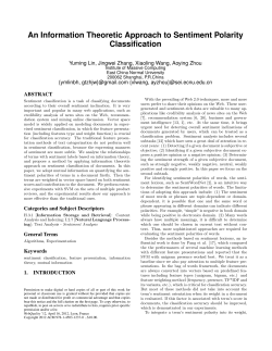 An Information Theoretic Approach to Sentiment Polarity Classification