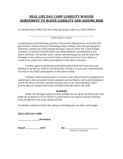 real life day camp liability waiver agreement to waive liability and