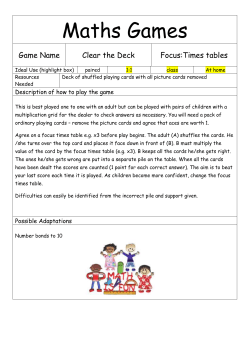 Maths Games Game Name Clear the Deck Focus:Times tables Ideal