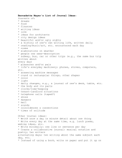 Bernadette Mayer`s List of Journal Ideas