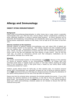 Insect Sting Immunotherapy - The Royal Children`s Hospital