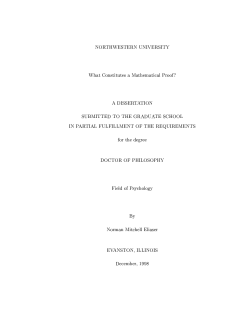 NORTHWESTERN UNIVERSITY What Constitutes a Mathematical