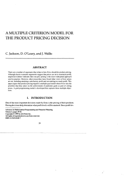 a multiple criterion model for the product pricing decision