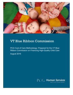 PCG Cost of Care Methodology: Prepared for the VT Blue Ribbon