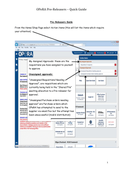 OPeRA Pre-Releasers * Quick Guide