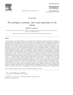 The ecological, economic, and social importance of the oceans