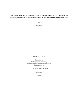 THE IMPACT OF MARKET ORIENTATION AND CHANNEL