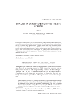 TOWARDS AN UNDERSTANDING OF THE VARIETY OF FIRMS