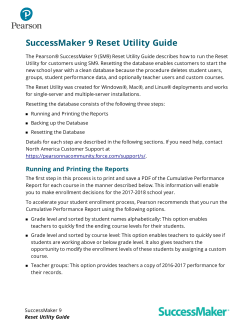 SuccessMaker 9 Reset Utility Guide