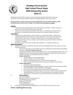 Reading Choral Society High School Choral Singer $500