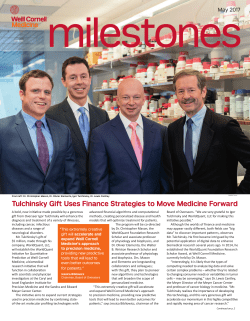 Milestones May 2017 - Giving to Weill Cornell Medicine