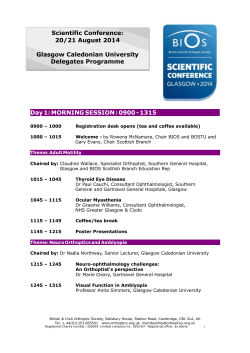 Chaired by: Dr Nadia Northway, Glasgow Caledonian University
