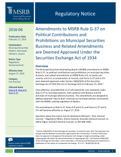 Amendments to MSRB Rule G-37 on Political Contributions and
