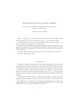 SOME GENERALIZATIONS OF OLIVIER`S THEOREM 1