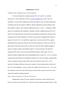 Supplementary Text S1 Validation of the coupling measures on the