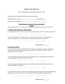 Judge`s Score Sheet - WAC Research Association