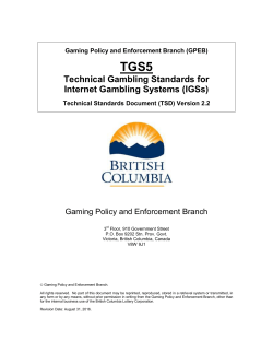 TGS5 - Technical Gaming Standards for Internet Gaming Systems