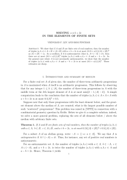 Solving $a \pm b = 2c$ in the elements of finite sets.