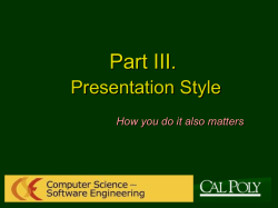 Part III. Presentation Style - Cal Poly Computer Science Department