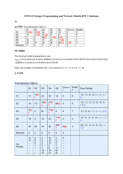 ENM 212 Integer Programming and Network Models Hw1_Solutions