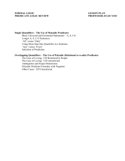 FORMAL LOGIC LESSON PLAN PREDICATE