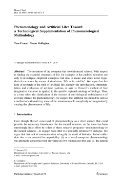 Phenomenology and Artificial Life: Toward a