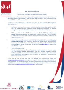 NCEF Recertification Scheme The criteria for recertifying your
