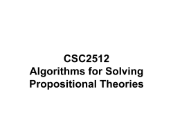 CSC2512 Algorithms for Solving Propositional Theories
