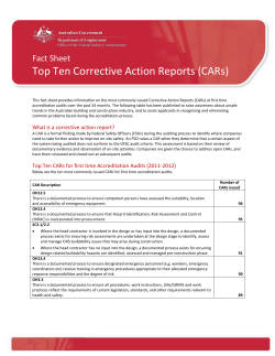 Fact Sheet Top Ten Corrective Action Reports (CARs) This fact