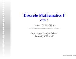 Discrete Mathematics I - Department of Computer Science
