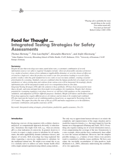 Food for Thought Integrated testing strategies for safety