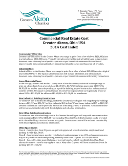 Commercial Real Estate Cost Greater Akron, Ohio USA 2014 Cost