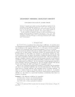 Legendre`s Theorem, Legrange`s Descent