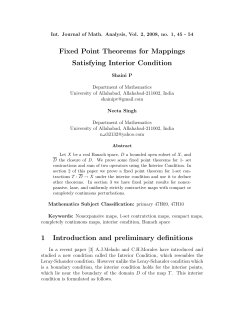 Fixed Point Theorems for Mappings Satisfying Interior Condition 1