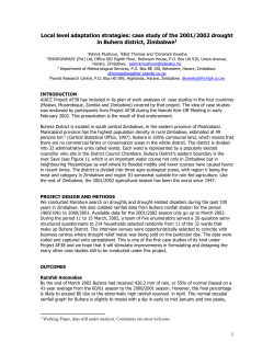 Local level adaptation strategies: case study of the 2001/2002