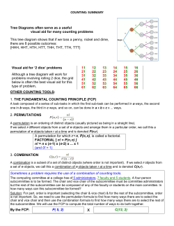 COUNTING: SUMMARY Tree Diagrams often serve as a useful