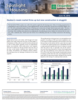 Quebec`s resale market firms up but new construction is