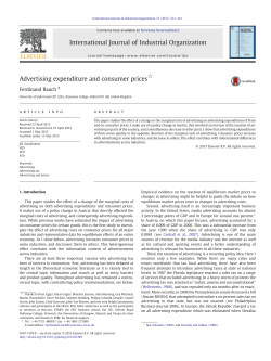 Advertising expenditure and consumer prices