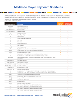 Mediasite Player Keyboard Shortcuts