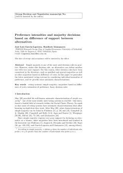 Preference intensities and majority decisions based on difference of