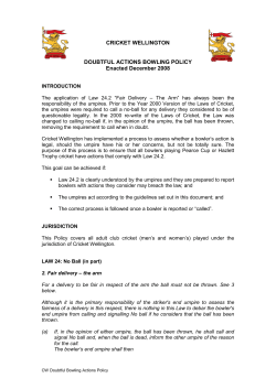 CRICKET WELLINGTON DOUBTFUL ACTIONS BOWLING POLICY