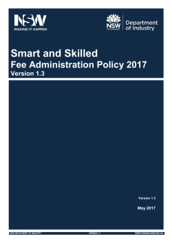 Smart and Skilled: Fee Administration Policy 2017