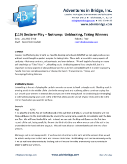 (119) Declarer Play – Notrump: Unblocking