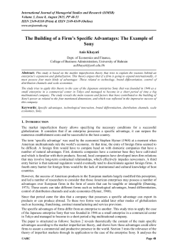 The Building of a Firm`s Specific Advantages: The Example of Sony