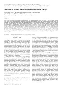 The Effect of Intuitive Advice Justification on Advice Taking