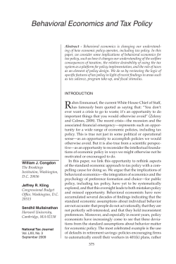Behavioral Economics and Tax Policy